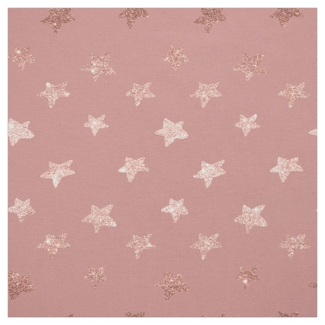 Ro Guld Rosa Glitter Stars Skriv ut DIY efter varv Tyg (Provkarta)