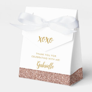 Ro Guld Rosa Glitter XOXO Birthday Mitzvah Presentaskar