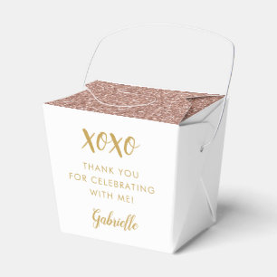 Ro Guld Rosa Glitter XOXO Mini togs ut Party Presentaskar