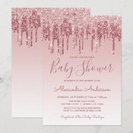 Ro Guld | Rosa Gnistra Glitter Baby Shower Inbjudningar