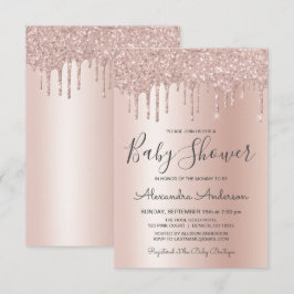 Ro Guld | Rosa Gnistra Glitter Foil Baby Shower Inbjudningar