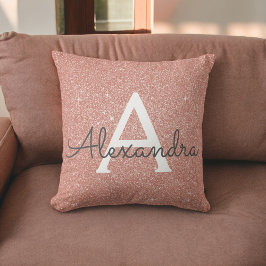 Ro Guld - Rosa Gnistra Glitter Monogram Kudde