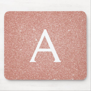 Ro Guld - Rosa Gnistra Glitter Monogram Namn Musmatta