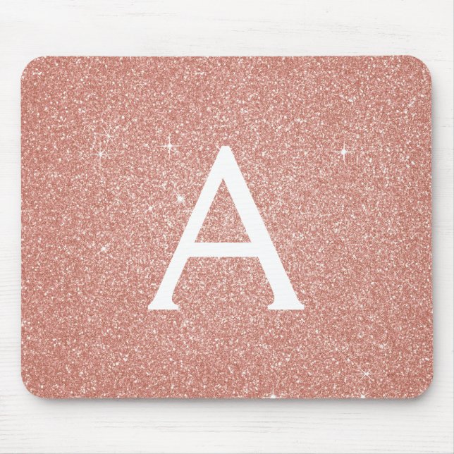 Ro Guld - Rosa Gnistra Glitter Monogram Namn Musmatta (Framsidan)