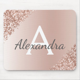 Ro Guld - Rosa Gnistra Glitter Monogram Namn Musmatta