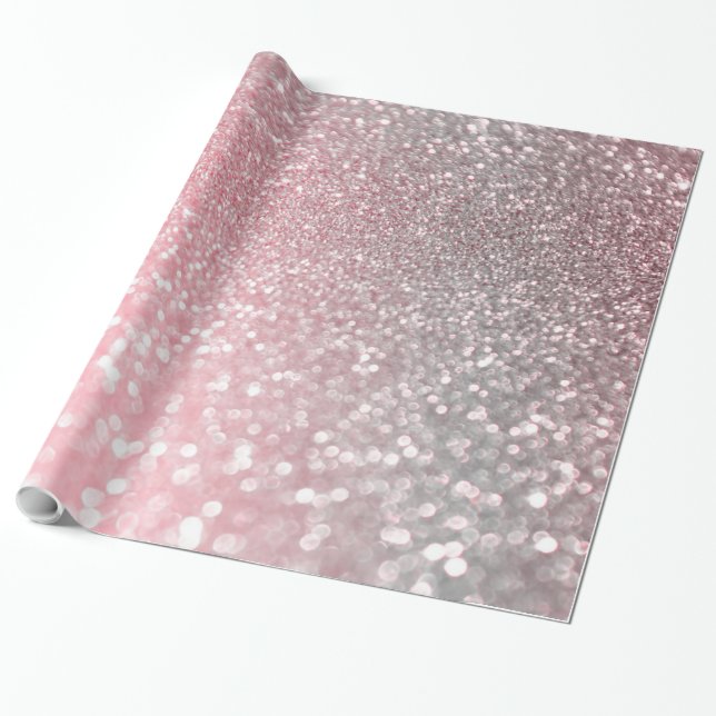 Ro Guld Rosa Gnistra Luxury Trendig Glitter Presentpapper (Utrullad)