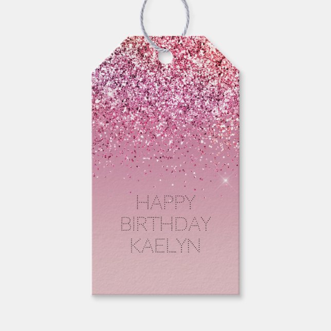 Ro Guld Rosa Guld Glitter Gnistra Presentetikett (Framsidan)