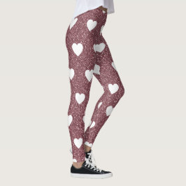 Ro Guld Rosa Heart Mönster Valentines day Leggings