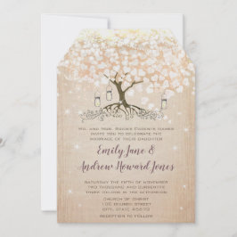 Ro Guld  Rosa Heart Träd Bröllop Inbjudningar
