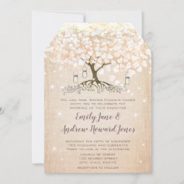 Ro Guld Rosa Heart Träd Bröllop Inbjudningar