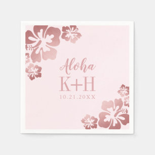 Ro Guld Rosa Hibiscus Aloha Hawaii Möhippa Pappersservett