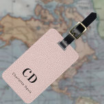 Ro guld rosa, lädermonogram namn bagagebricka<br><div class="desc">Ro guld,   färgaden för rosa,  fingerläder som bakgrund. Anpassa och lägg till ditt monogram brev och fullt namn på framsidan. Din kontaktinformation på baksidan. Svart text.</div>