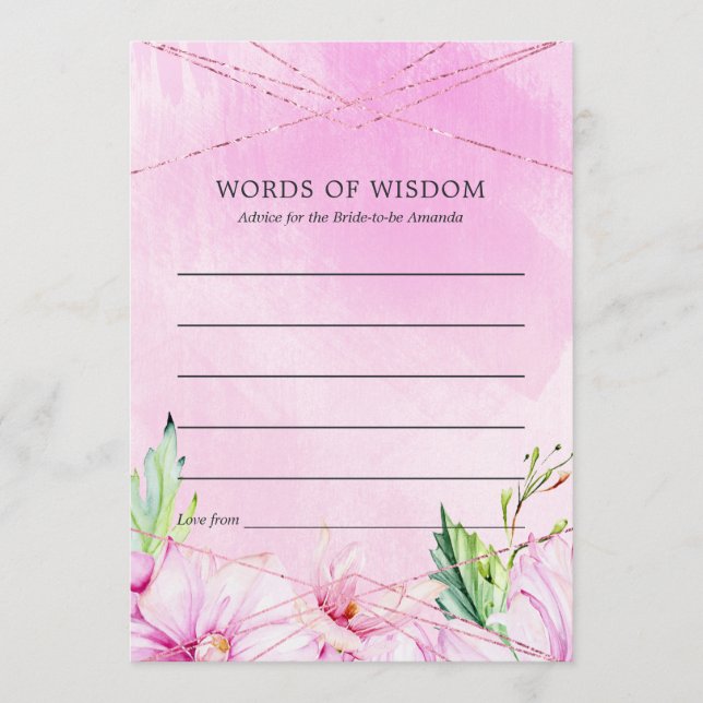 Ro Guld & Rosa Magnolia Geometric Möhippa Rådkort (Framsida)