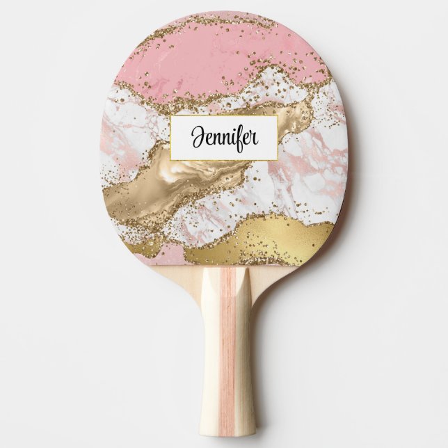 Ro Guld Rosa Marble Abstrakt Pingisracket (Framsidan)