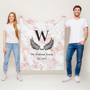 Ro guld rosa  marble elegant monogram fleecefilt