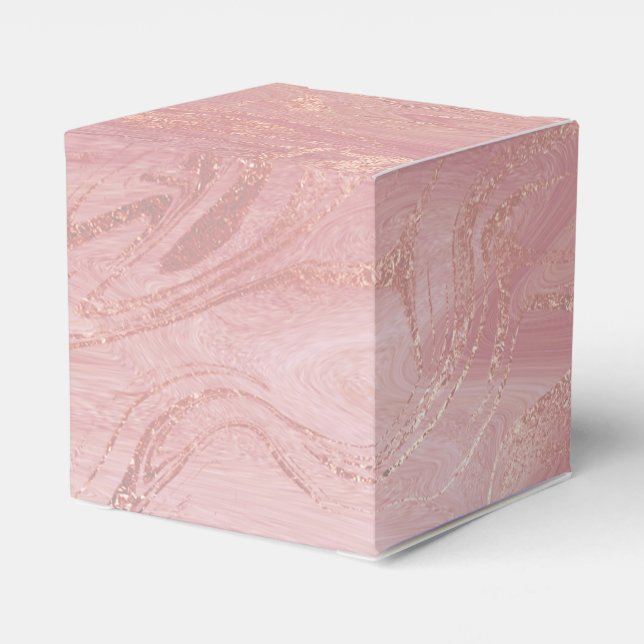  Ro Guld  Rosa Marble Favor Gift Presentaskar (Baksidan Sidan)