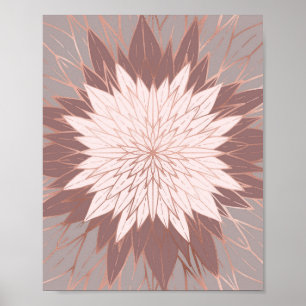 Ro Guld Rosa Mauve Hand plockade Flower Art Poster