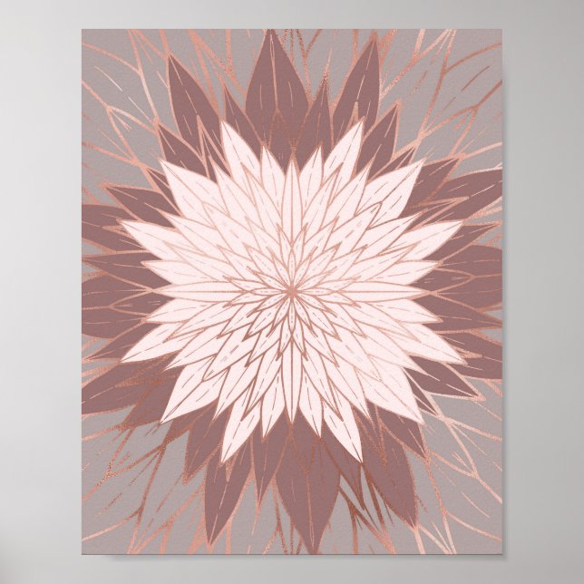 Ro Guld Rosa Mauve Hand plockade Flower Art Poster (Framsidan)