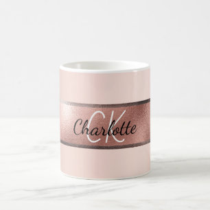 Ro guld rosa metall monogram initialer elegant kaffemugg