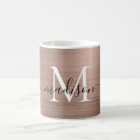 Ro Guld Rosa Metallic Monogram Girly Script Namn
