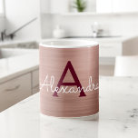 Ro Guld - Rosa Metallic Monogram Namn & Initial Kaffemugg<br><div class="desc">Rosa - Ro Guld och Burgundy Faux Metallic Stainless Steel Foil Monogram Namn och Initial Coffee Mugg. Kaffet kopp ger en perfekt till någon som kärlek ro guld.</div>