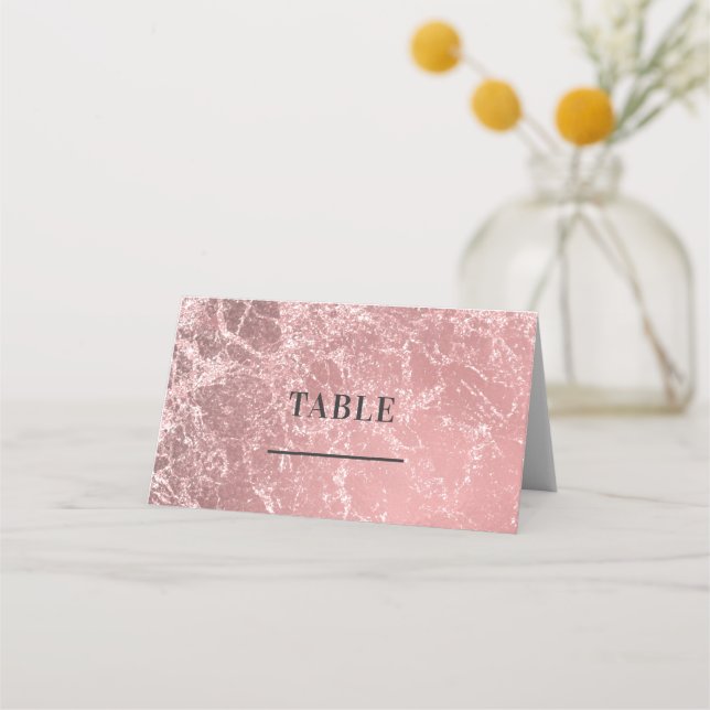 Ro Guld Rosa Modern Glam Marble Bord Placeringskort (Framsida)