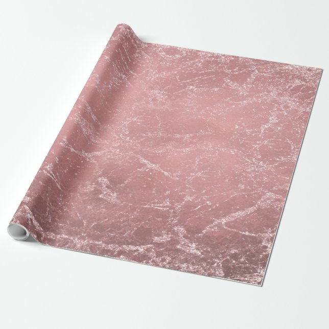 Ro Guld Rosa Modern Trendig Glam Marble Chic Presentpapper (Utrullad)
