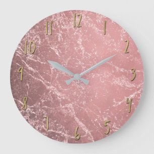 Ro Guld Rosa Modern Trendig Glam Marble Chic Stor Klocka