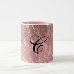 Ro Guld Rosa Modern Trendig Glam Marble Chic Två-Tonad Mugg