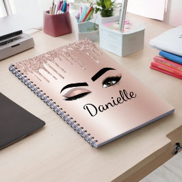 Ro Guld Rosa Monogram Glitter Eyelash Anteckningsbok