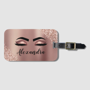 Ro Guld  Rosa Monogram Glitter Eyelash Bagagebricka
