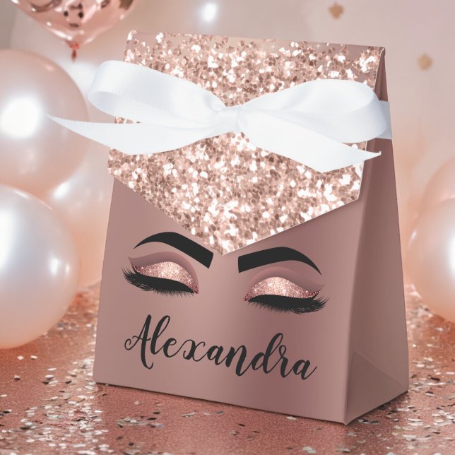 Ro Guld  Rosa Monogram Glitter Eyelash Presentaskar (Skapare uppladdad)