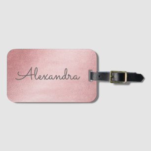 Ro Guld Rosa Monogrammed Namn Bagagebricka
