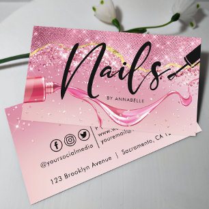 Ro Guld & Rosa Nagel Sparkly Monogram Visitkort