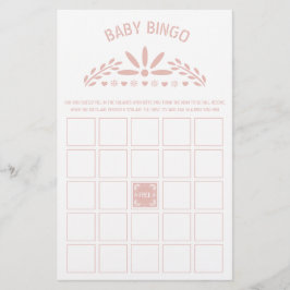 Ro guld rosa Papel Picado Baby Shower Bingo-spel Flygblad