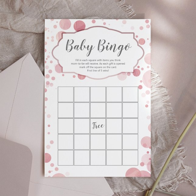 Ro Guld  Rosa Polka dots Baby Shower Bingo (Skapare uppladdad)
