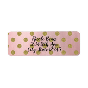 Ro Guld Rosa Shine Glam Polka dots Modern Chic Returadress Etikett
