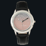 Ro Guld  Rosa Silver Glitter Armbandsur<br><div class="desc">Ro Guld -  Rosa och Silver Gnistra Glitter Skript Monogram Namn Watch. Det gör perfekten söt 16-årsjubileum,  bröllop,  möhippa,  årsdag,  babydusch eller bachelorette-fest för någon som glam lyxen och chic stilar i kärlek.</div>