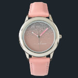 Ro Guld  Rosa Silver Glitter Armbandsur<br><div class="desc">Ro Guld -  Rosa och Silver Gnistra Glitter Skript Monogram Namn Watch. Det gör perfekten söt 16-årsjubileum,  bröllop,  möhippa,  årsdag,  babydusch eller bachelorette-fest för någon som glam lyxen och chic stilar i kärlek.</div>