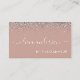 Ro Guld Rosa Silver Glitter Hair Makeup Visitkort