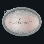 Ro Guld -  Rosa Silver Glitter Monogram<br><div class="desc">Ro Guld -  Rosa och Silver Faux Foil Metallic Gnistra Glitter Brushed Metall Monogram Namn Bälte Buckle. Detta gör perfekt studenten,  söt 16 16,  18,  21,  30,  40,  50,  60,  70,  80,  90:e,  100-årsdag,  bröllop,  möhippa,  årsdag,  babydusch eller bachelorette-gåva till någon som glam lyx och chic stilar.</div>