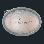 Ro Guld -  Rosa Silver Glitter Monogram<br><div class="desc">Ro Guld -  Rosa och Silver Faux Foil Metallic Gnistra Glitter Brushed Metall Monogram Namn Bälte Buckle. Detta gör perfekt studenten,  söt 16 16,  18,  21,  30,  40,  50,  60,  70,  80,  90:e,  100-årsdag,  bröllop,  möhippa,  årsdag,  babydusch eller bachelorette-gåva till någon som glam lyx och chic stilar.</div>