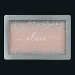 Ro Guld  Rosa Silver Glitter Monogram<br><div class="desc">Ro Guld -  Rosa och Silver Gnistra Glitter Skript Monogram Namn Bälte Buckle. Detta gör perfekt studenten,  söt 16 16,  18,  21,  30,  40,  50,  60,  70,  80,  90:e,  100-årsdag,  bröllop,  möhippa,  årsdag,  babydusch eller bachelorette-gåva till någon som glam lyx och chic stilar.</div>