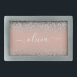 Ro Guld  Rosa Silver Glitter Monogram<br><div class="desc">Ro Guld -  Rosa och Silver Gnistra Glitter Skript Monogram Namn Bälte Buckle. Detta gör perfekt studenten,  söt 16 16,  18,  21,  30,  40,  50,  60,  70,  80,  90:e,  100-årsdag,  bröllop,  möhippa,  årsdag,  babydusch eller bachelorette-gåva till någon som glam lyx och chic stilar.</div>