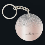 Ro Guld -  Rosa Silver Glitter Monogram<br><div class="desc">Ro Guld -  Rosa och Silver Faux Foil Metallic Gnistra Glitter Brushed Metall Monogram Namn Keychain. Det gör perfekten söt 16-årsjubileum,  bröllop,  möhippa,  årsdag,  babydusch eller bachelorette-fest för någon som glam lyxen och chic stilar i kärlek.</div>