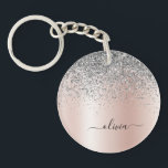 Ro Guld -  Rosa Silver Glitter Monogram<br><div class="desc">Ro Guld -  Rosa och Silver Faux Foil Metallic Gnistra Glitter Brushed Metall Monogram Namn Keychain. Det gör perfekten söt 16-årsjubileum,  bröllop,  möhippa,  årsdag,  babydusch eller bachelorette-fest för någon som glam lyxen och chic stilar i kärlek.</div>