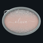 Ro Guld  Rosa Silver Glitter Monogram<br><div class="desc">Ro Guld -  Rosa och Silver Gnistra Glitter Skript Monogram Namn Bälte Buckle. Detta gör perfekt studenten,  söt 16 16,  18,  21,  30,  40,  50,  60,  70,  80,  90:e,  100-årsdag,  bröllop,  möhippa,  årsdag,  babydusch eller bachelorette-gåva till någon som glam lyx och chic stilar.</div>
