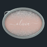 Ro Guld  Rosa Silver Glitter Monogram<br><div class="desc">Ro Guld -  Rosa och Silver Gnistra Glitter Skript Monogram Namn Bälte Buckle. Detta gör perfekt studenten,  söt 16 16,  18,  21,  30,  40,  50,  60,  70,  80,  90:e,  100-årsdag,  bröllop,  möhippa,  årsdag,  babydusch eller bachelorette-gåva till någon som glam lyx och chic stilar.</div>