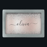 Ro Guld -  Rosa Silver Glitter Monogram<br><div class="desc">Ro Guld -  Rosa och Silver Faux Foil Metallic Gnistra Glitter Brushed Metall Monogram Namn Bälte Buckle. Detta gör perfekt studenten,  söt 16 16,  18,  21,  30,  40,  50,  60,  70,  80,  90:e,  100-årsdag,  bröllop,  möhippa,  årsdag,  babydusch eller bachelorette-gåva till någon som glam lyx och chic stilar.</div>