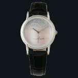 Ro Guld -  Rosa Silver Glitter Monogram Armbandsur<br><div class="desc">Ro Guld -  Rosa och Silver Faux Foil Metallic Gnistra Glitter Brushed Metall Monogram Namn Watch Watch. Det gör perfekt studenten,  födelsedag,  bröllop,  möhippa,  årsdag,  babydusch eller bachelorette-fest till någon som glam lyx och chic stilar.</div>